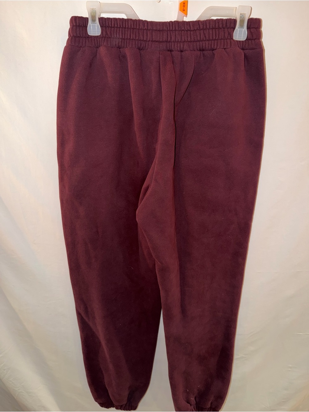 Women's Burgundy Fleece Joggers - Elastic Waist & Ankle